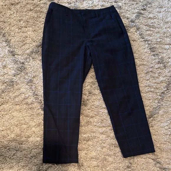 Women’s Navy Checkered Pants - Picture 2 of 4
